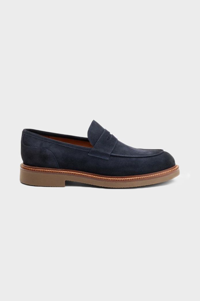 Suede loafers with contrasting sole