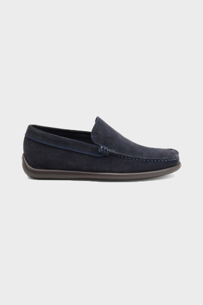 Perforated suede slip-ons